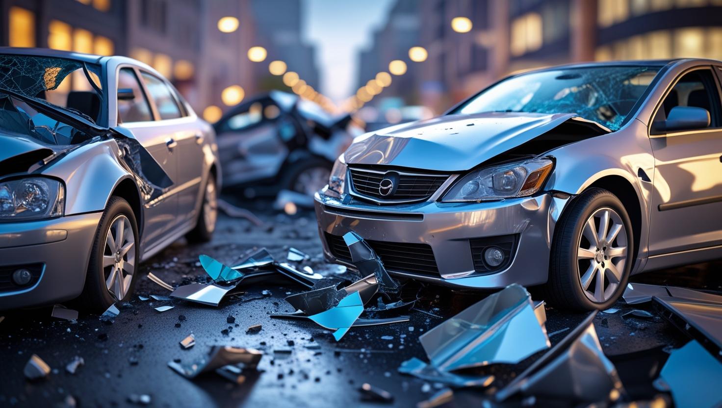 سيارات مصدومة ليلاً